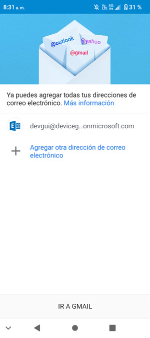 Seleccione IR A GMAIL