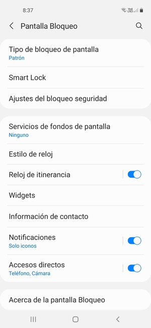 El teléfono ha sido asegurado con un bloqueo de pantalla