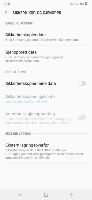 Slå på Sikkerhetskopier mine data