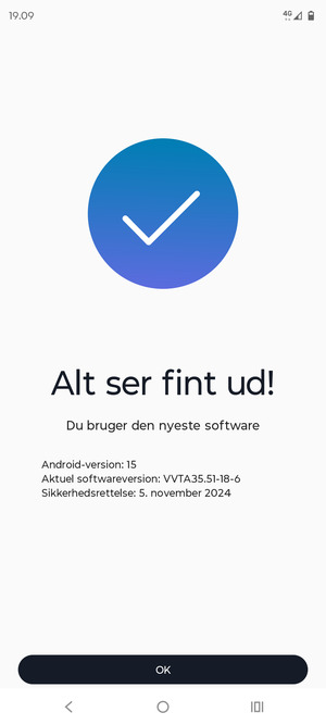 Hvis din telefon er opdateret, vælg OK