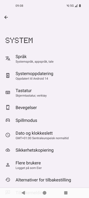 Velg Sikkerhetskopiering