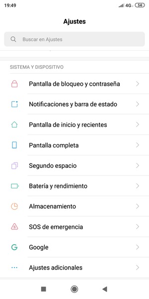 Desplácese y seleccione Ajustes adicionales