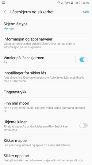 Telefonen din er nå sikret med en skjermlås