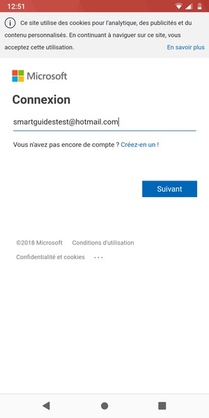Saisissez votre adresse e-mail et sélectionnez Suivant