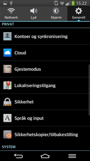 Velg Kontoer og synkronisering