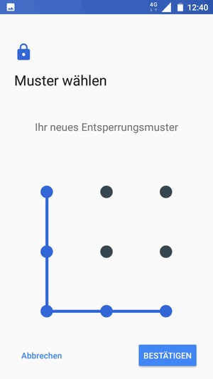 Zeichnen Sie das Entsperrmuster erneut und wählen Sie BESTÄTIGEN