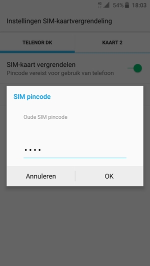 Voer uw Oude SIM pincode in en selecteer OK
