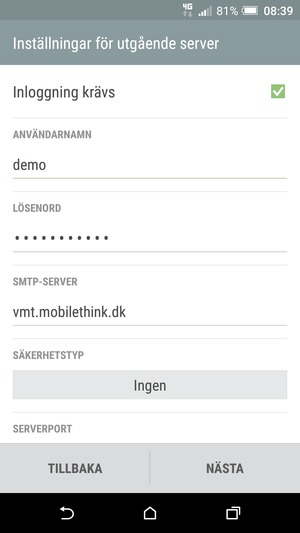 Ange utgående serveradress