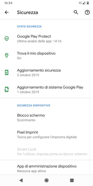 Per attivare il blocco dello schermo, vai al menu Sicurezza e seleziona Blocco schermo