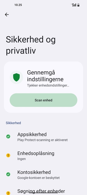 For at aktivere din skærmlås, gå til menuen Sikkerhed og privatliv og vælg Enhetsoplåsning