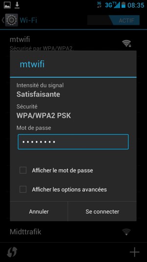Saisissez le mot de passe du Wi-Fi et sélectionnez Se connecter