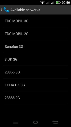 Select a network operator from the list