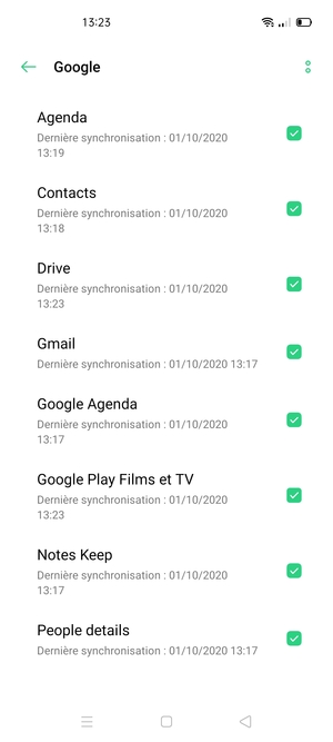 Cocher toutes les cases et sélectionnez le bouton du Menu