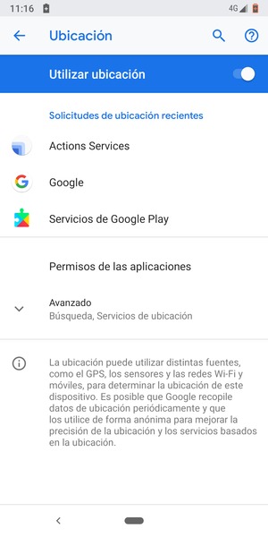 Desactive Utilizar ubicación