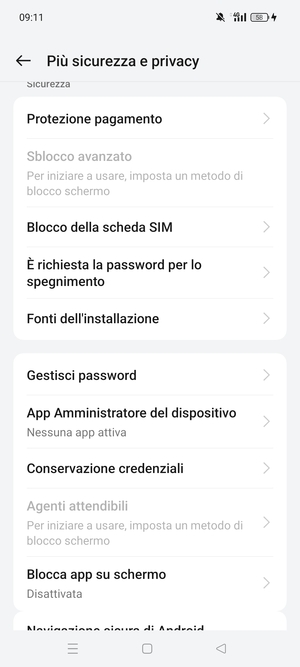 Scorri e seleziona  Blocco della scheda SIM