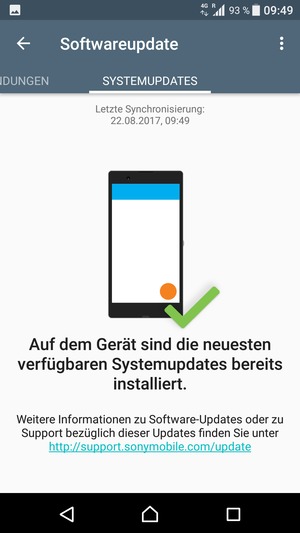 Falls Ihr Handy aktualisiert ist, wird Ihnen der folgende Bildschirm angezeigt