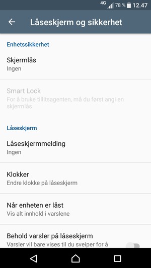 Velg Skjermlås