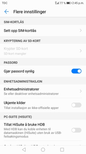 Velg Sett opp SIM-kortlås