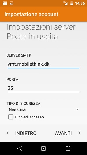Deseleziona la casella di controllo Richiedi accesso e seleziona AVANTI