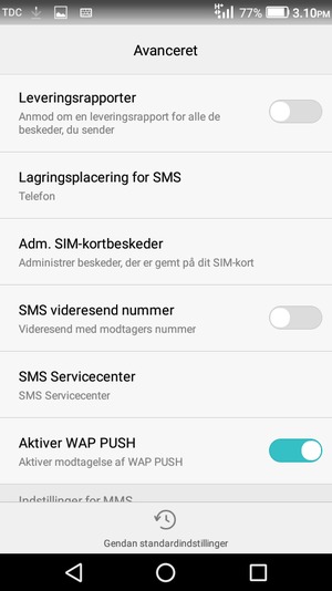 Vælg SMS Servicecenter
