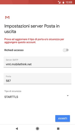 Seleziona Tipo di sicurezza