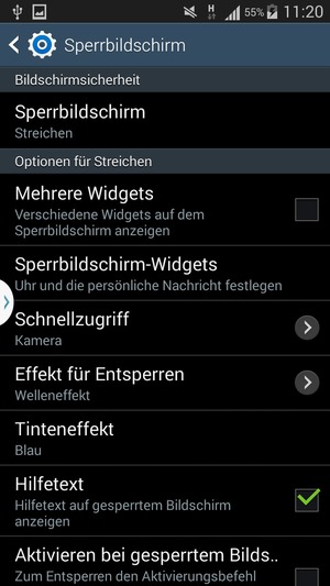 Wählen Sie Sperrbildschirm