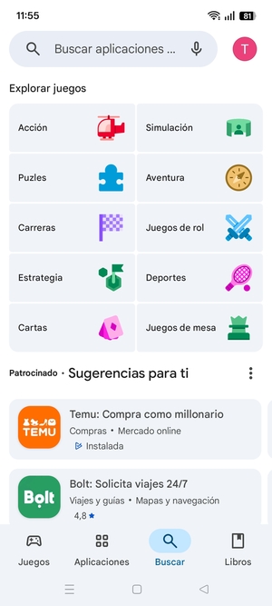 Seleccione la barra de Búsqueda