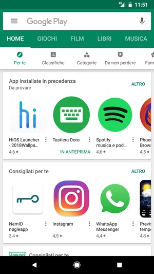 Seleziona la barra di ricerca