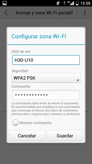 Introduzca una contraseña de al menos 8 caracteres y seleccione Guardar