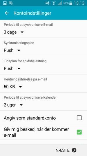 Vælg NÆSTE