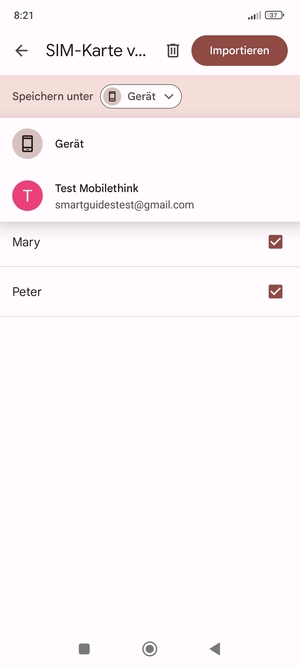 Wählen Sie Ihr Google Konto