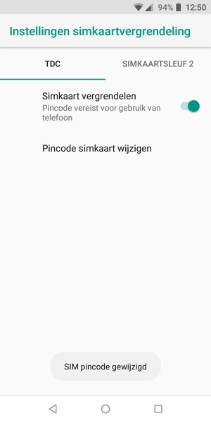 Uw SIM pincode is gewijzigd