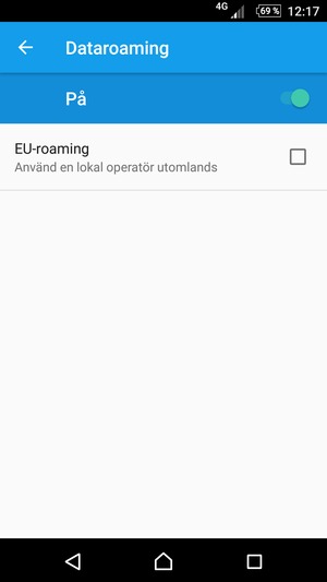 Slå på eller stäng av Dataroaming