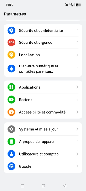 Faites défiler et sélectionnez À propos de l'appareil