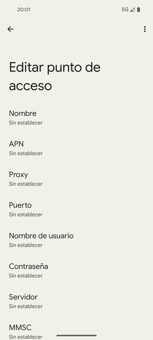 Introduzca la información de Internet