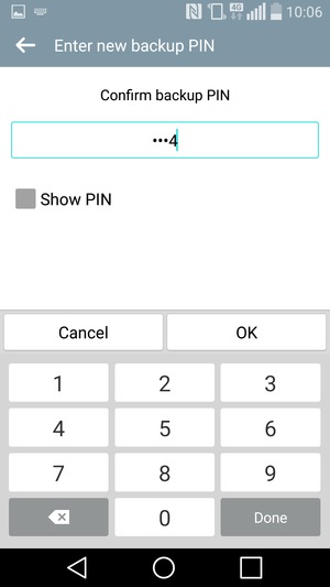 Confirm your backup PIN and select OK