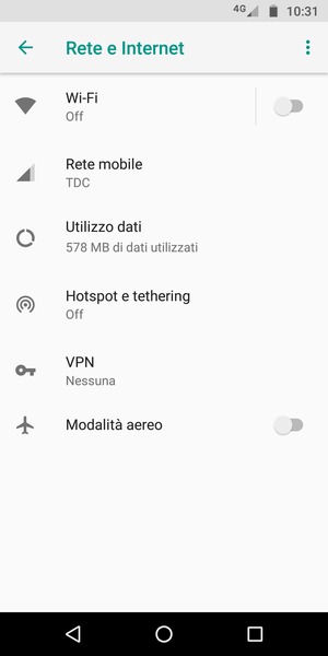 Seleziona Rete mobile