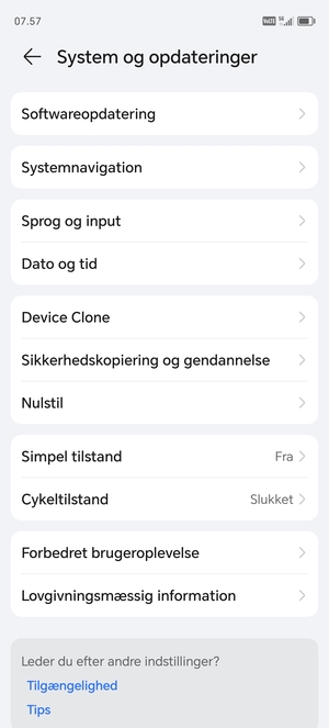 Vælg Sikkerhedskopiering og gendannelse