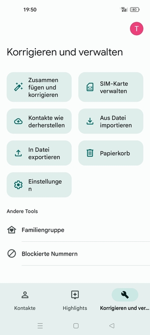 Wählen Sie SIM-Karte verwalten