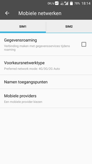 Om van netwerk te wisselen in geval van netwerkproblemen, selecteert u Mobiele providers