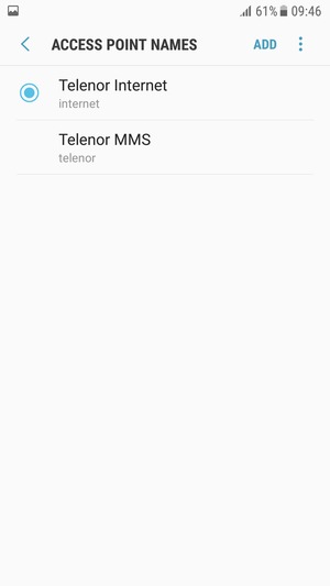 Select the Internet access point
