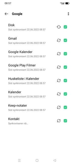 Din informasjon blir synkronisert
