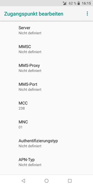 Scrollen Sie nach unten und geben Sie Internetinformationen ein