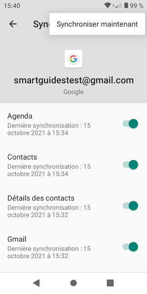 Sélectionnez Synchroniser maintenant