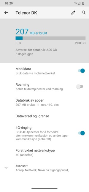 For å bytte nettverk hvis det oppstår nettverksproblemer, velg Avansert