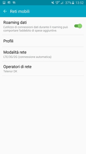 Attiva o disattiva Roaming dati