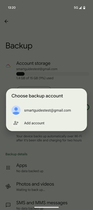 Select your backup account
