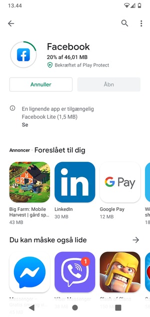 Afvent at installeringen er afsluttet