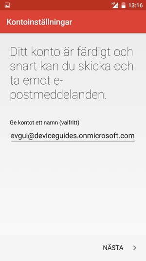Ge ditt konto ett namn och välj NÄSTA
