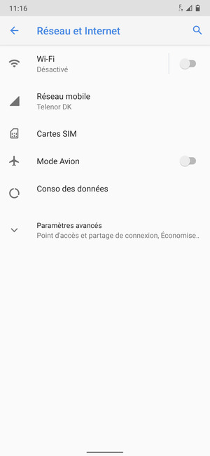 Sélectionnez Réseau mobile